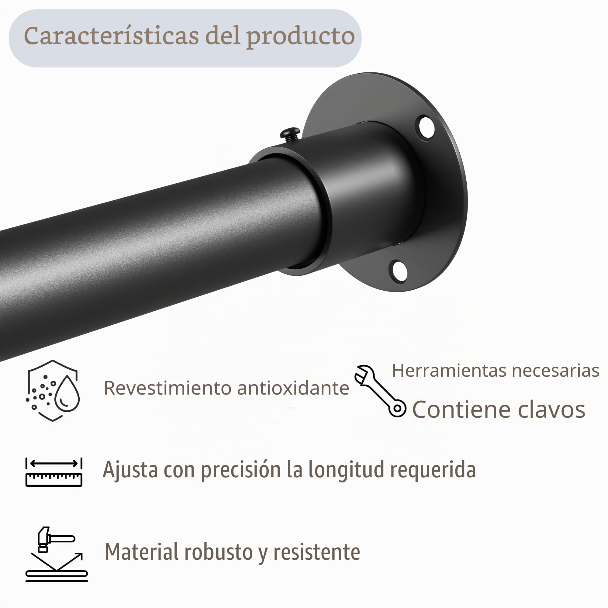 Venwemong Barra de Armario, Barra de Ropa Extensible, Acero Inoxidable Estable para Armario y Almacenamiento, Blanco, Longitud 85–230cm, Diámetro 32mm