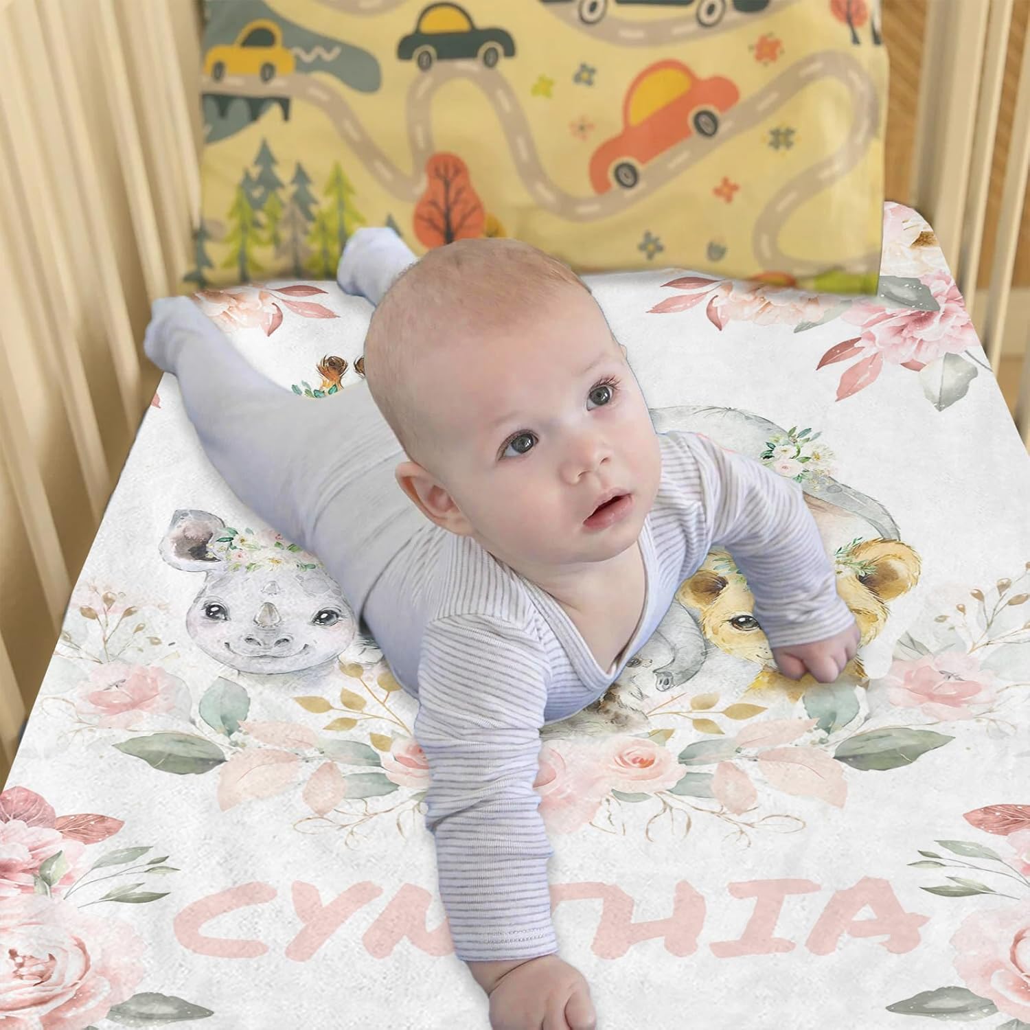 Personalized Baby Blanket with Name, Custom Baby Blankets for Girls Boy Kids, Customized Baby Stuff, Soft Flannel Blankets in Toddler Gifts for Christmas Birthday, Infant Newborn Shower Items