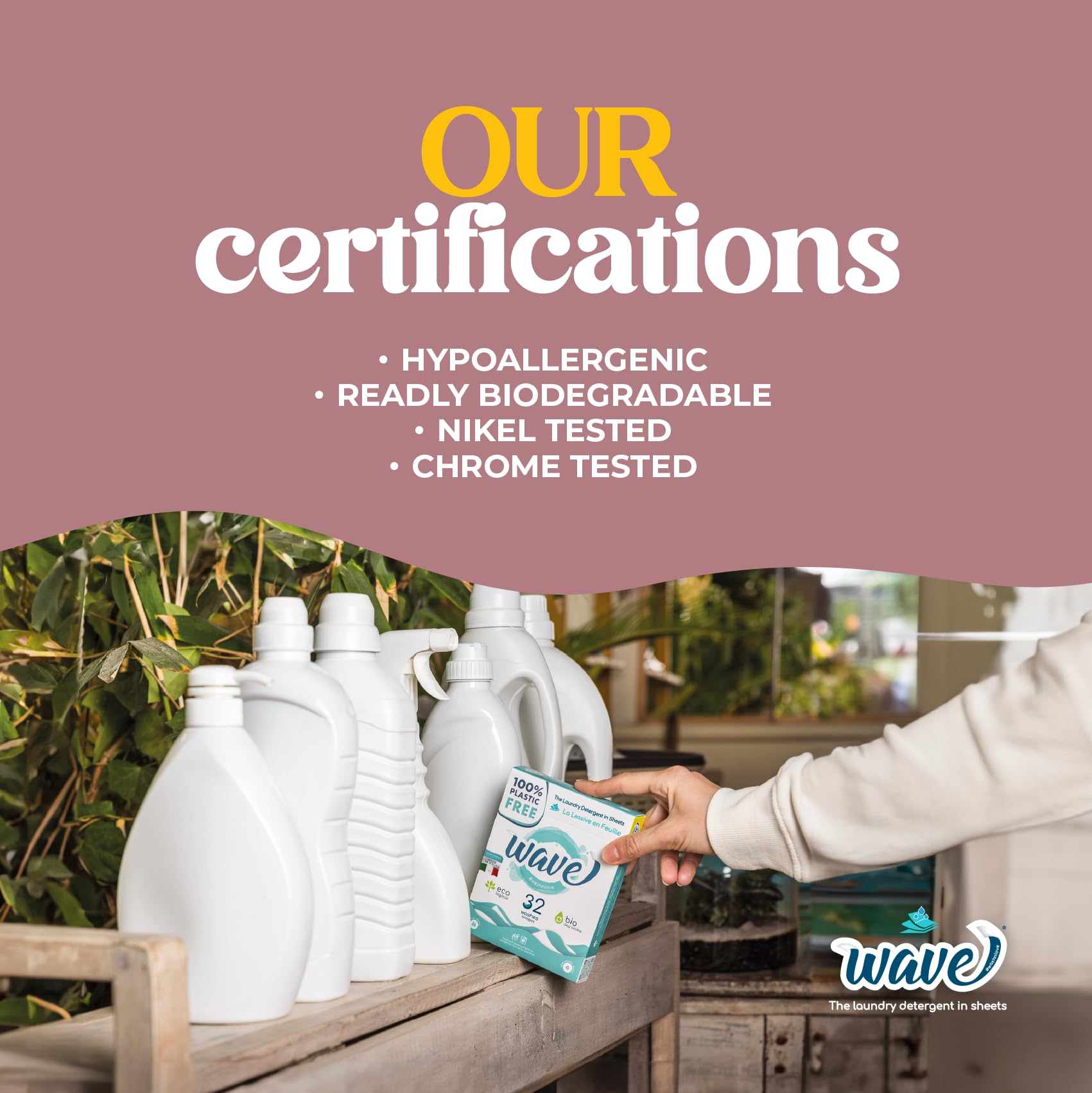 Wave Washing Sensitive - środek do czyszczenia arkuszy - 100% PLASTIC ZA DARMO - 32 pranie - Made in Italy - Ekologiczny - Biodegradowalny
