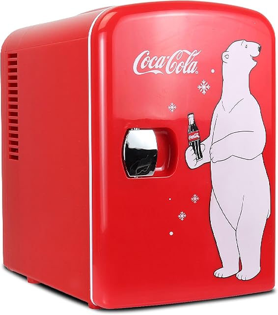 Coca Cola KWC4 KWC4B Polar Bear 4 litres Mini Fridge, 4 Liters, Red/White