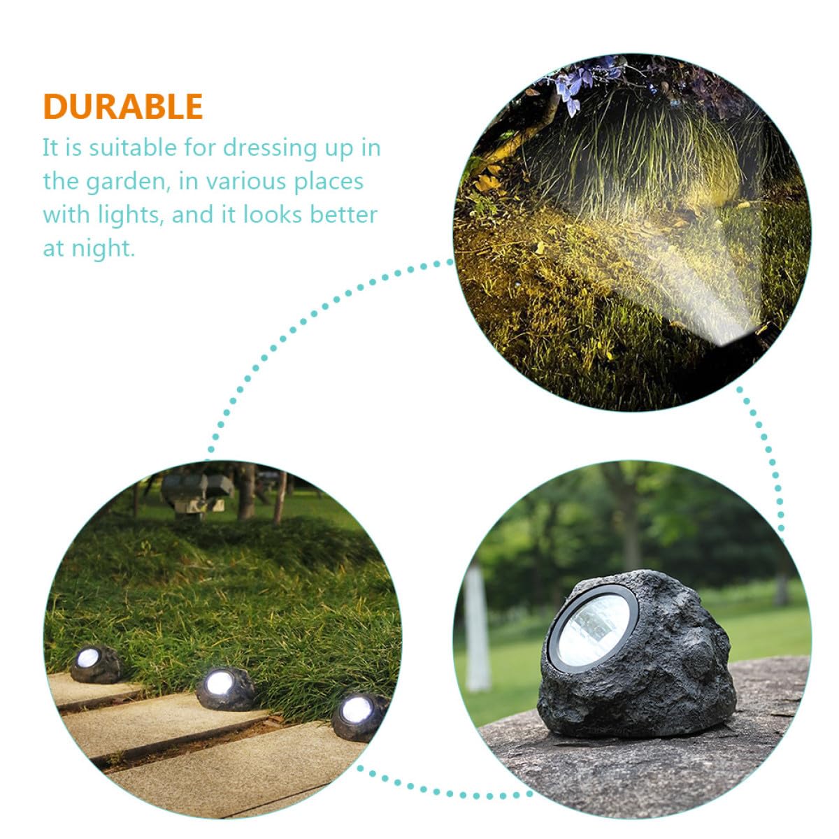 Zerodeko 2 Stück Solare Gartenbeleuchtung in Weiß mit 600mah Akku Solar Felsleuchten aus Kunststoff für Garten und Terrassendekoration