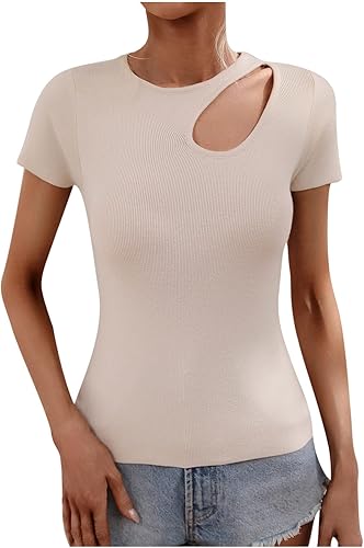Camisetas divertidas para mujer, blusa de verano casual ajustada de manga corta, túnica suelta casual