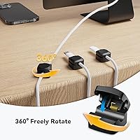 Vista 2 de Rotatable Cord Organizer, Enhanced Spring Cable Clips, Strong Adhesive Cable Management, Desk Cord Holder for Nightstand, Office Accessories and Car