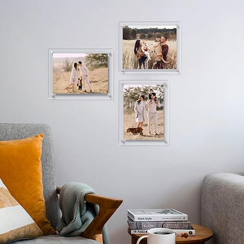 Miniatura 5 de AITEE 8.5x11 Acrylic Picture frame 4 Packs,Modern Hanging Transparent Lucite Square Frames for Photo Diploma Degree Certificate Art Wedding Gallery