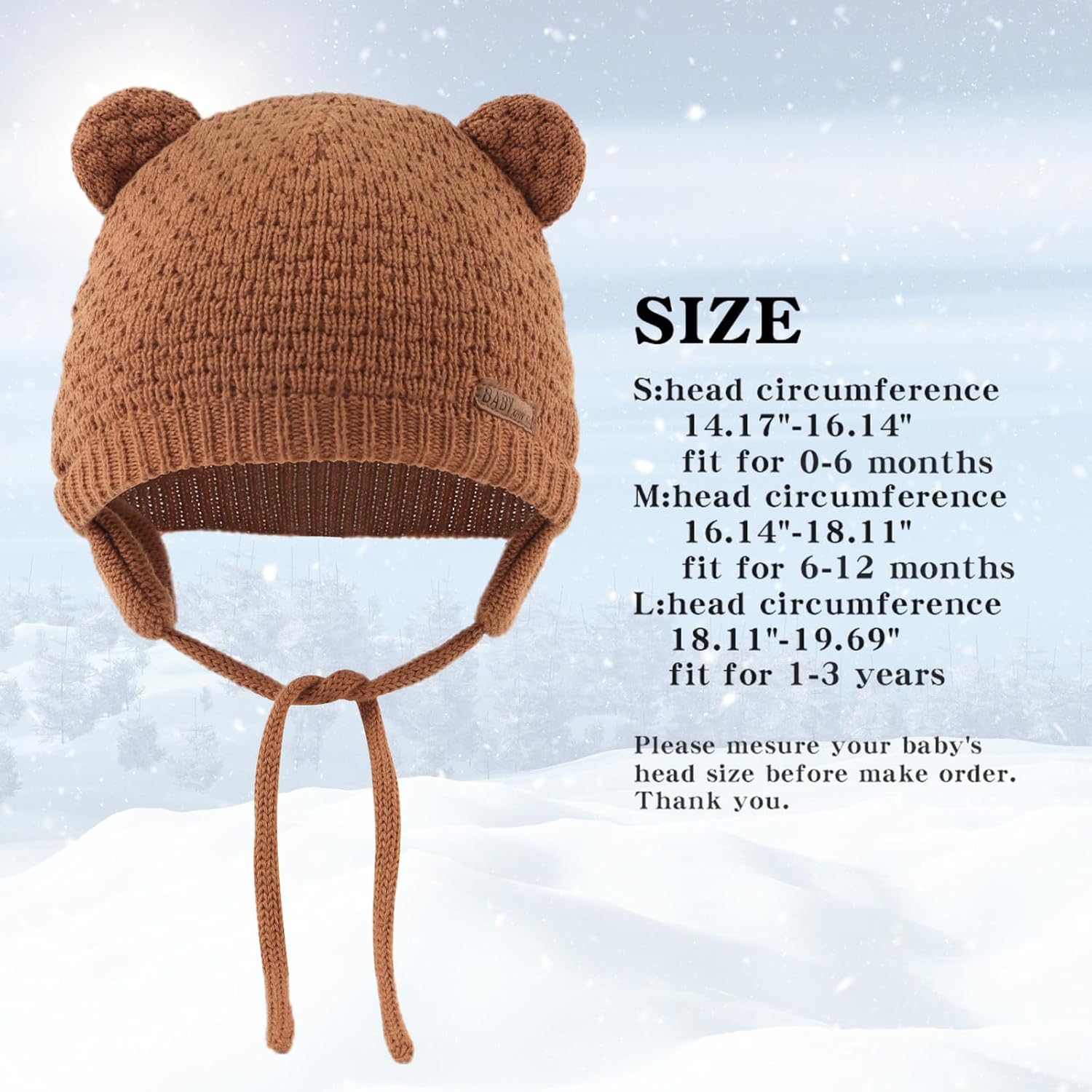 Bamery Baby Crochet Hat Infant Cute Bear Ear Beanie Toddler Boys Girls Earflap Hats for Fall Winter Warm Cap - Image 6