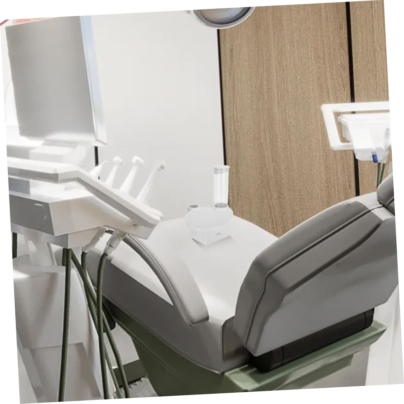 Organizador de Dentales Equipos de Plástico Blanco | Bandeja Utilitaria con Dispensador y Portavasos, Integración con Caja de Pañuelos, Salas de Procedimiento y Clínica