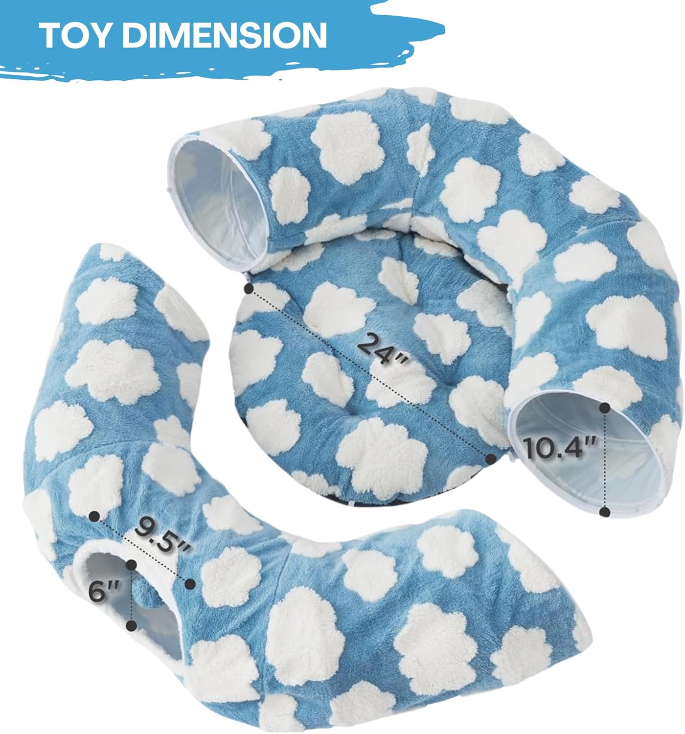 Cat Tunnel Bed – Cozy Donut Cat Cave Tunnel for Indoor Cats, Collapsible Peekaboo Play Tunnel Toy for Kittens, Rabbits & Small Pets, Standard Blue