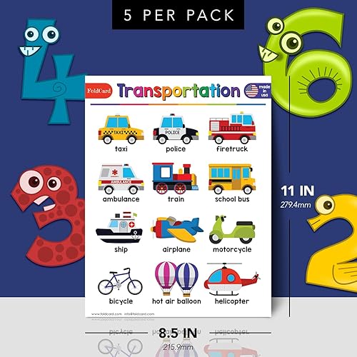 Miniatura 2 de Tabla de transporte para niños de preescolar a grado 1  Brillante y colorido para educación visualayuda de aprendizaje para el aula o el hogar