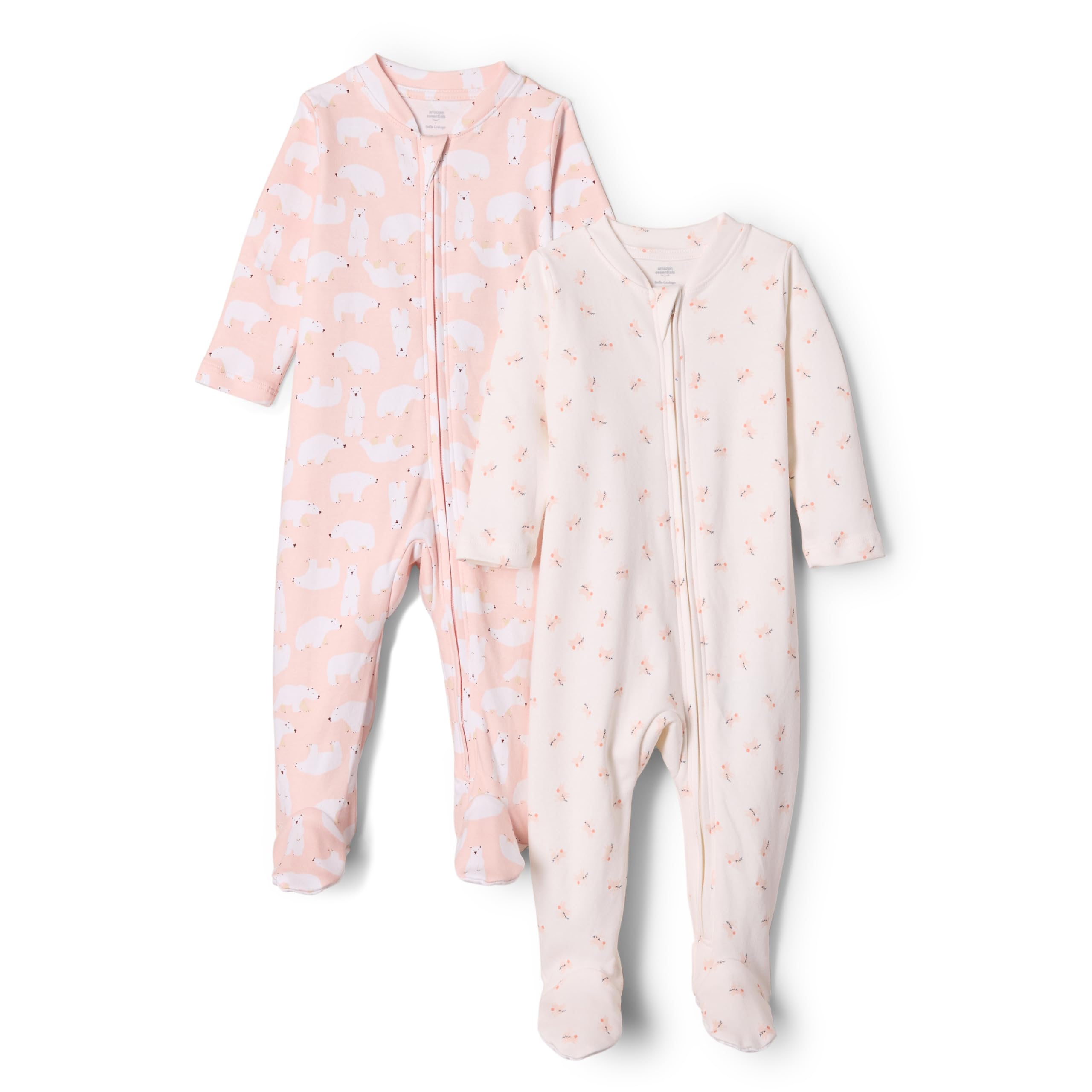 Amazon Essentials x Sofia Grainge Unisex Baby Schlafanzug aus Baumwolle und Füßen, 2er-Pack