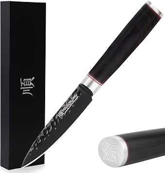 YOUSUNLONG Paring Peeling Knives - 3.5 Inch Japanese AUS8 HRC Steel Fruit & Vegetable Knife - Leadwood Handle