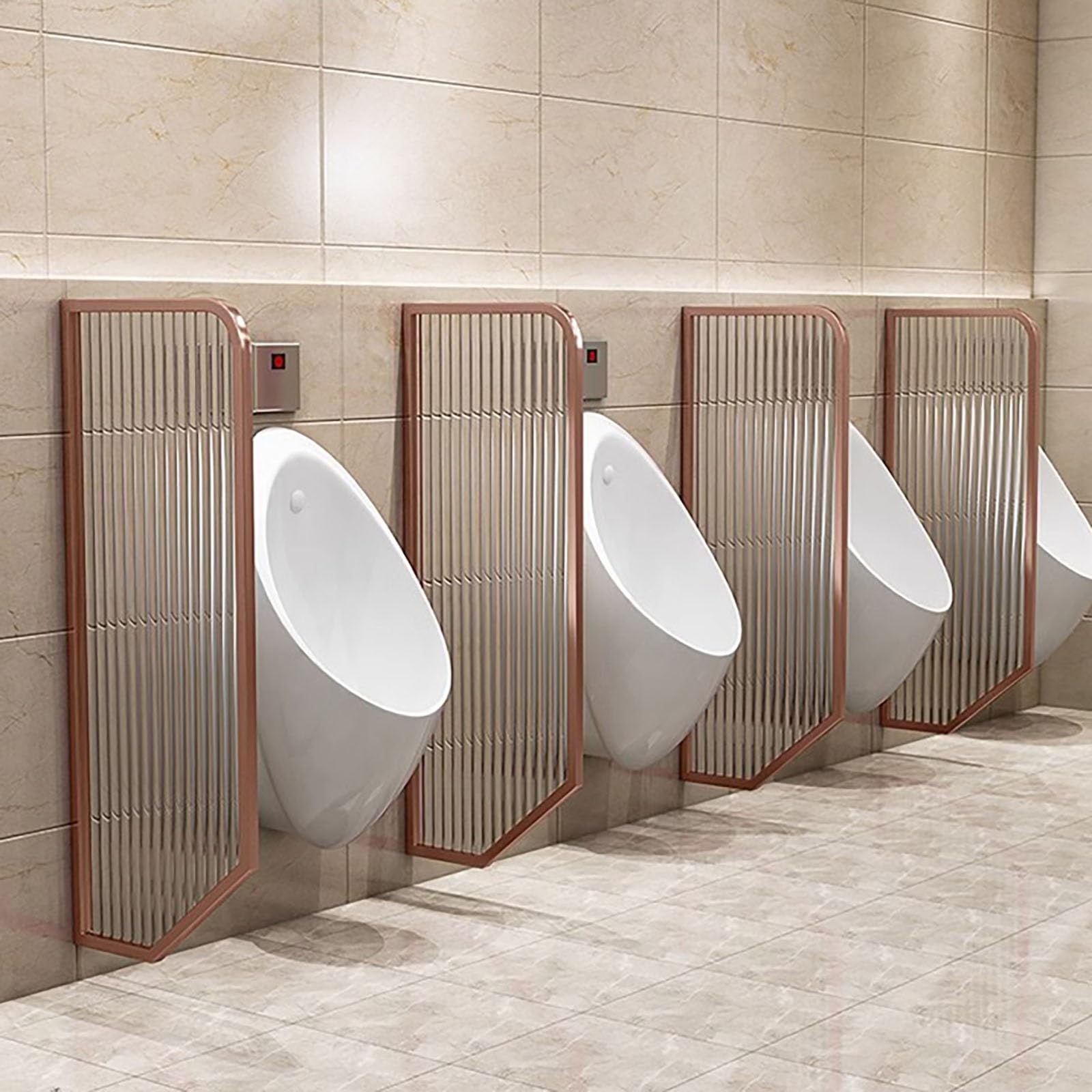 Pantalla de privacidad para orinal de pared con cristal translúcido anti-huellas