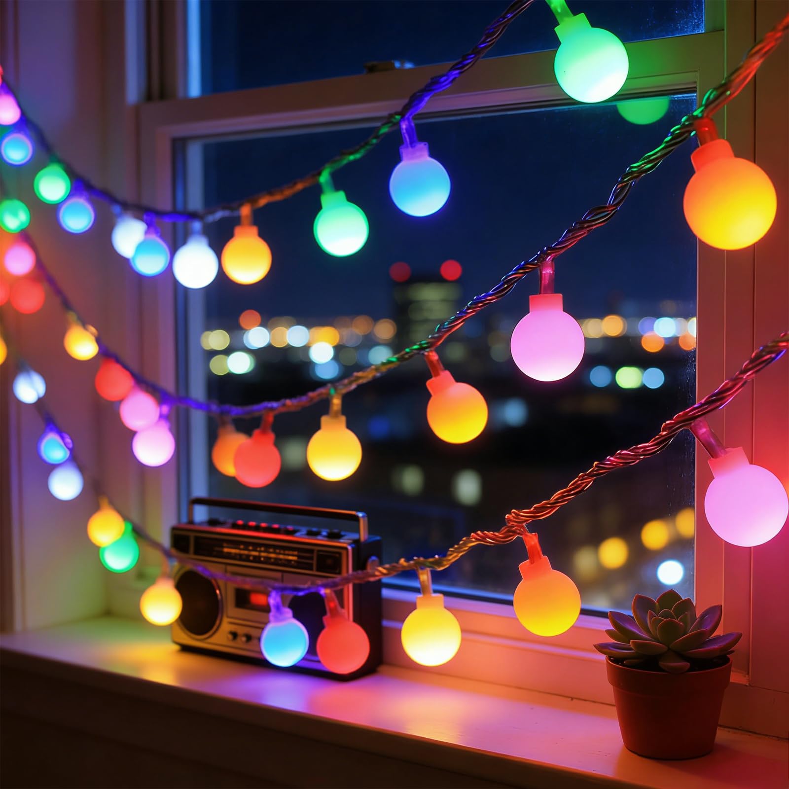 ALEGRE® Globe Lichterkette Kugeln Batterie mit Timer,2M 20 LED Kugel Lichterkette Batterie, Bunt Globe Lichterketten Innen Außen, String Lights für Hochzeit, Kinderzimmer, Weihnachten, Garten, Camping