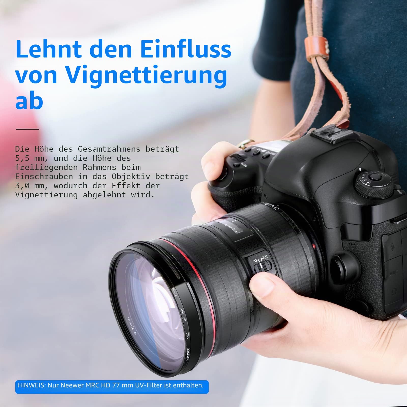 NEEWER 77mm MRC UV Filter, Schutzfilter mit 30 Schichten Multiresistente Nanobeschichtungen/HD Optisches Glas/Wasserabweisend/Kratzfest/Aluminiumlegierung Ultra Slim Rahmen/Ultraviolettfilter