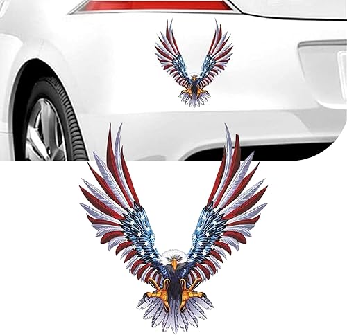 1 calcomanía reflectante para el cuerpo del automóvil, 5.11 x 5.9 pulgadas, con bandera estadounidense de águila, antiarañazos, accesorios