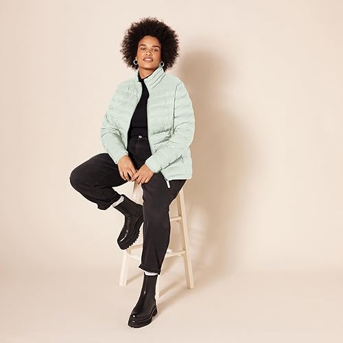 Miniatura 45 de Yaxa Essentials - Chaqueta acolchada, ligera, de manga larga, resistente al agua y plegable, para mujer (disponible en tallas extragrandes)