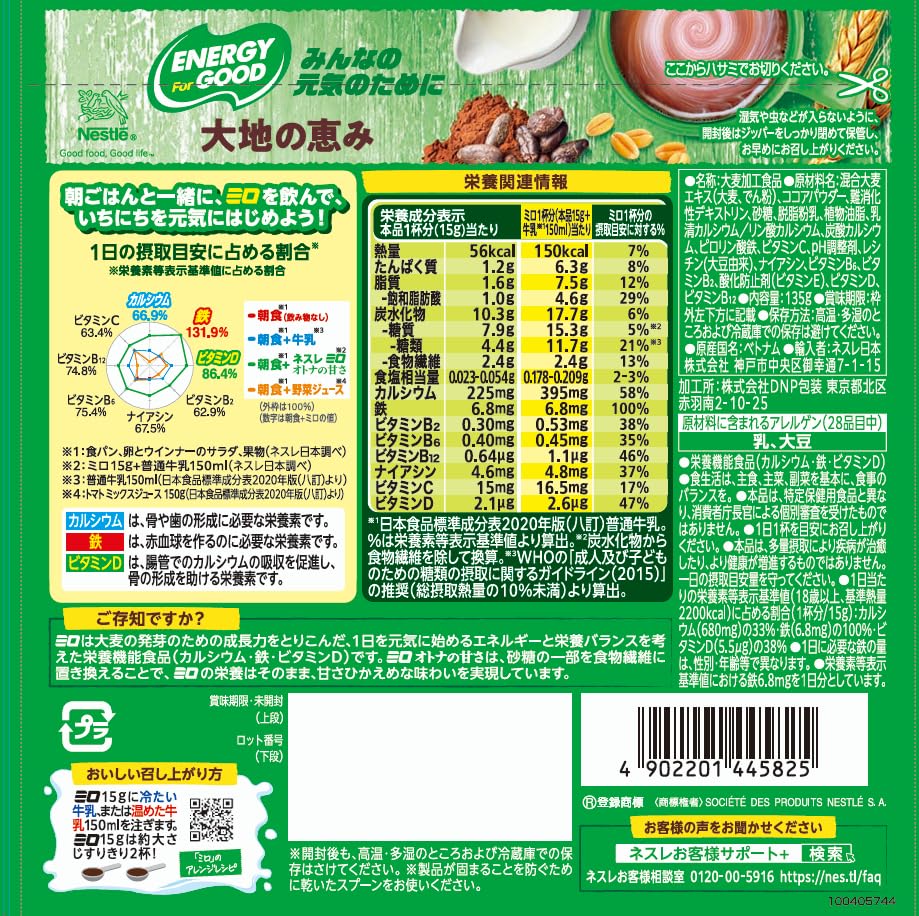 Amazon.co.jp: 【2袋セット】ミロ オトナの甘さ 135g 甘さ控えめ 栄養