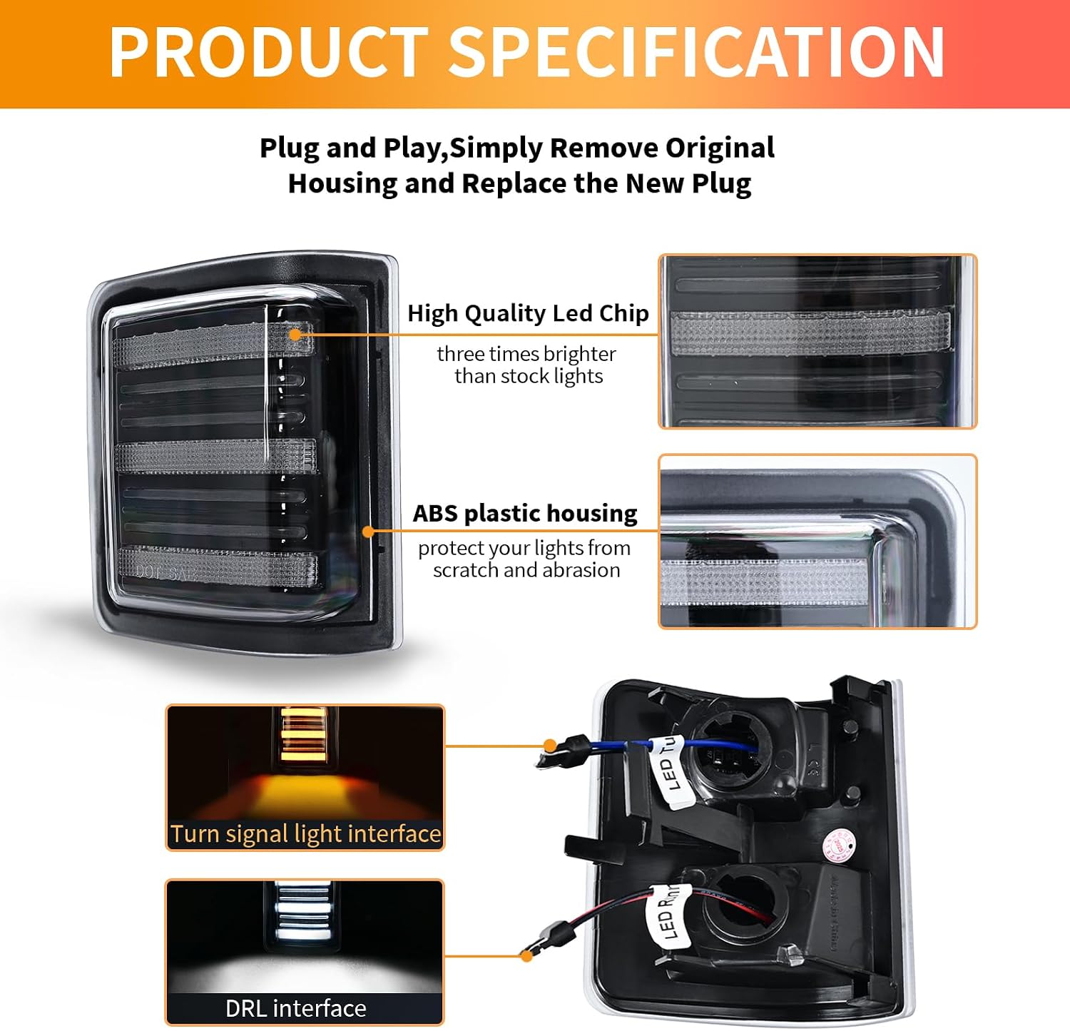 LED Tow Mirror Turn Signal Light Compatible with 2008-2016 F250 F350 F450 F550 Super Duty 2013-2014 F150 Switchback Sequential Amber Blinker White Driving/Parking Light (Clear Lens)