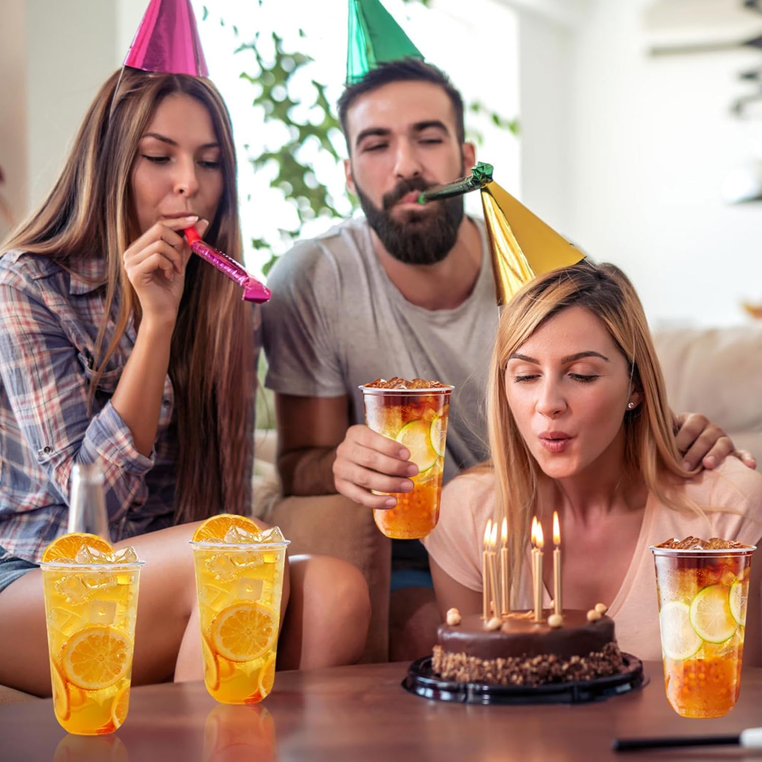 KesaPlan 100 Pcs 20 oz Clear Plastic Cups, Disposable Stemless Wine Glasses, Round Bottom Plastic Cocktails Cups, Crystal Disposable Cold Drinking Cup for Birthday Wedding Meeting Christmas Party - Image 5