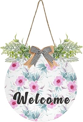 Amazon.com: Soaoo Fall Door Sign Pink Pumpkin Wood Decor Welcome Autumn ...