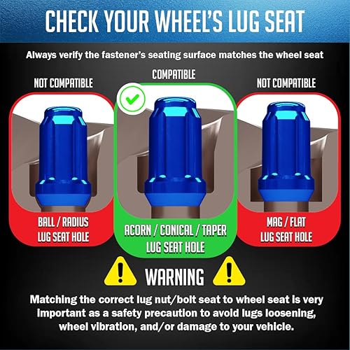 Vista 81 de Wheel Accessories Parts 20 tuercas hexagonales de 1/2"-20 roscas de 1.378 in 1.38" de largo cromadas 13/16" 0.827 in para Ford Mustang Jeep CJ