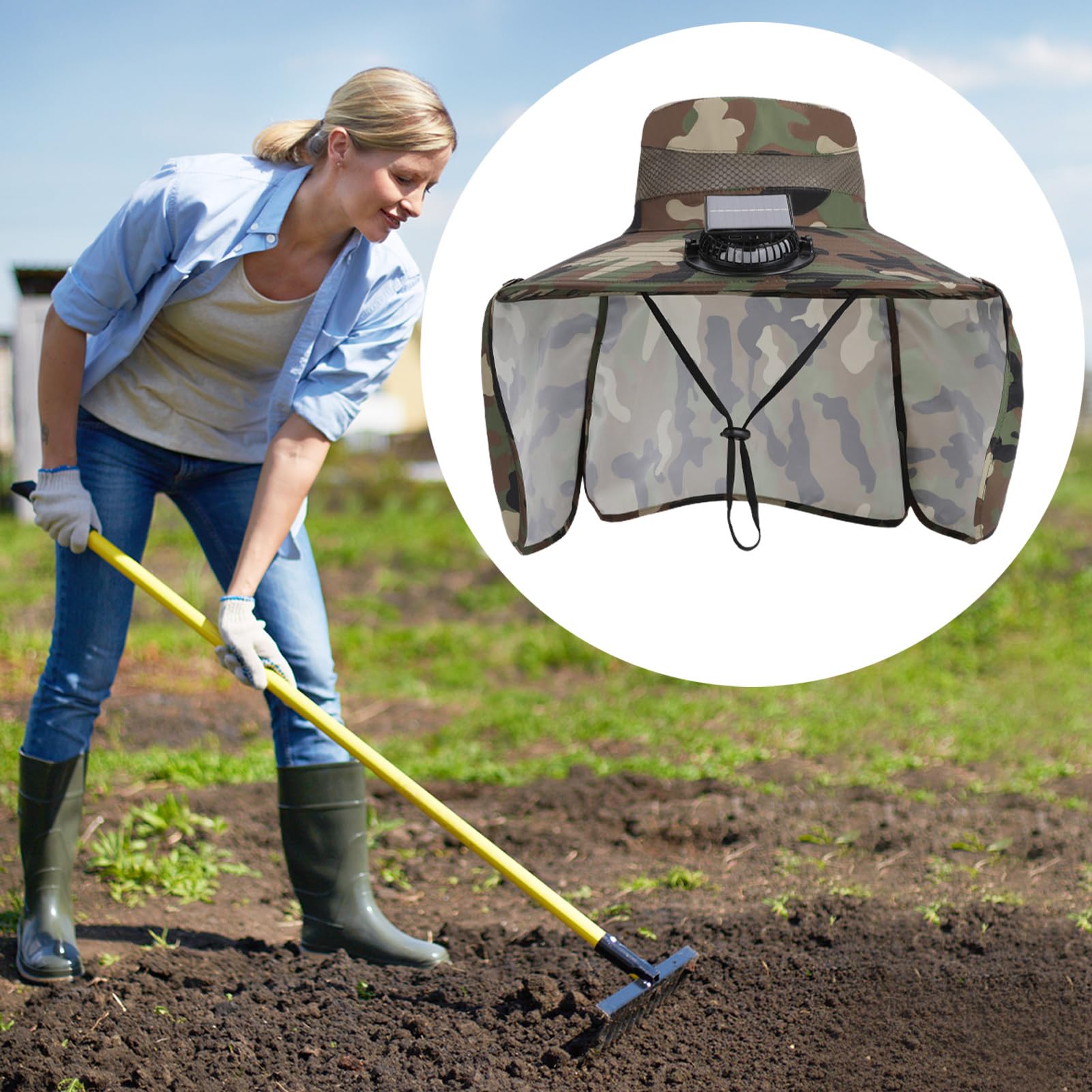 Gorra con Ventilador Solar Sombrero de Pesca Transpirable