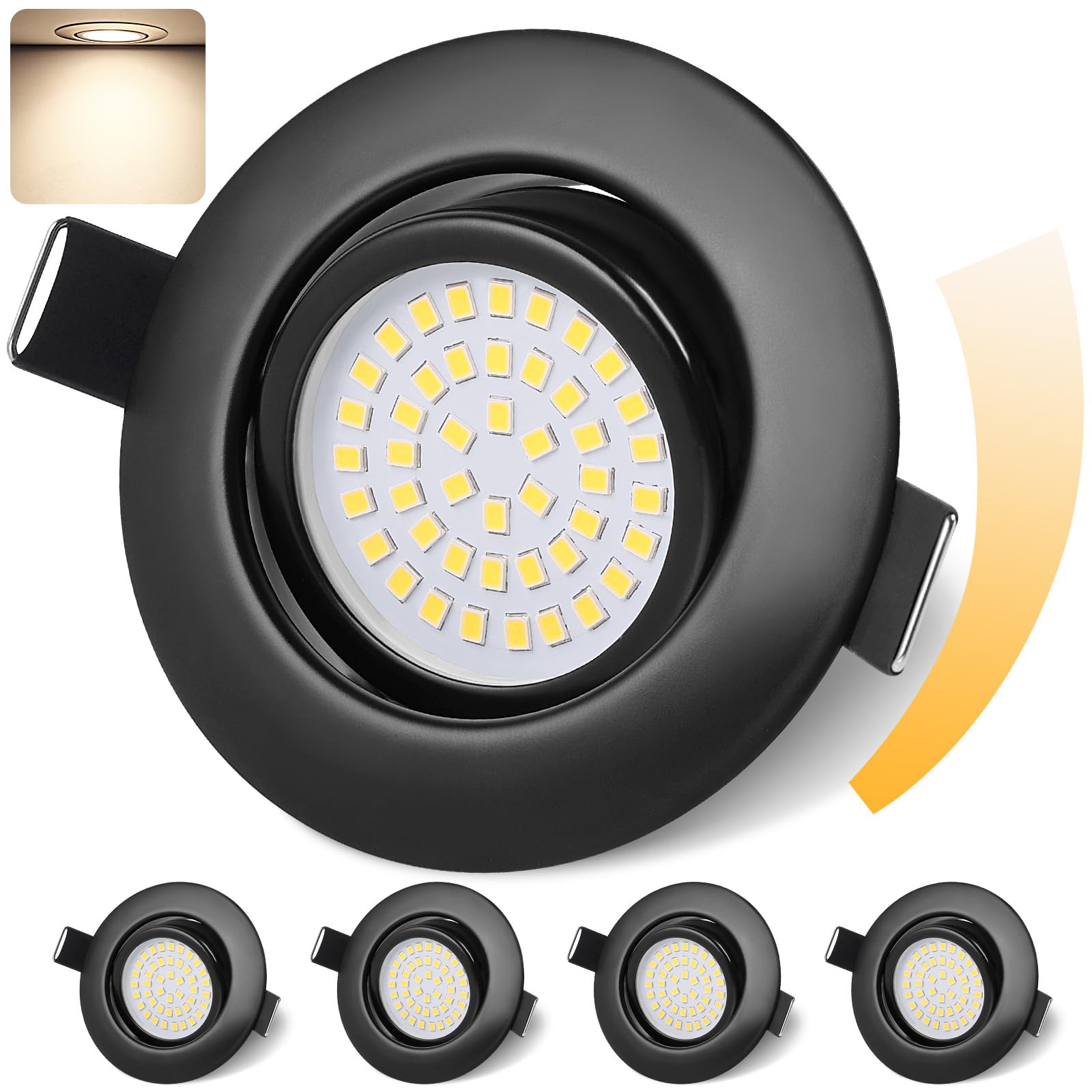 GeyouLux IP44 LED Downlights Dimmable Black 4000K 4 Pack โ image 1