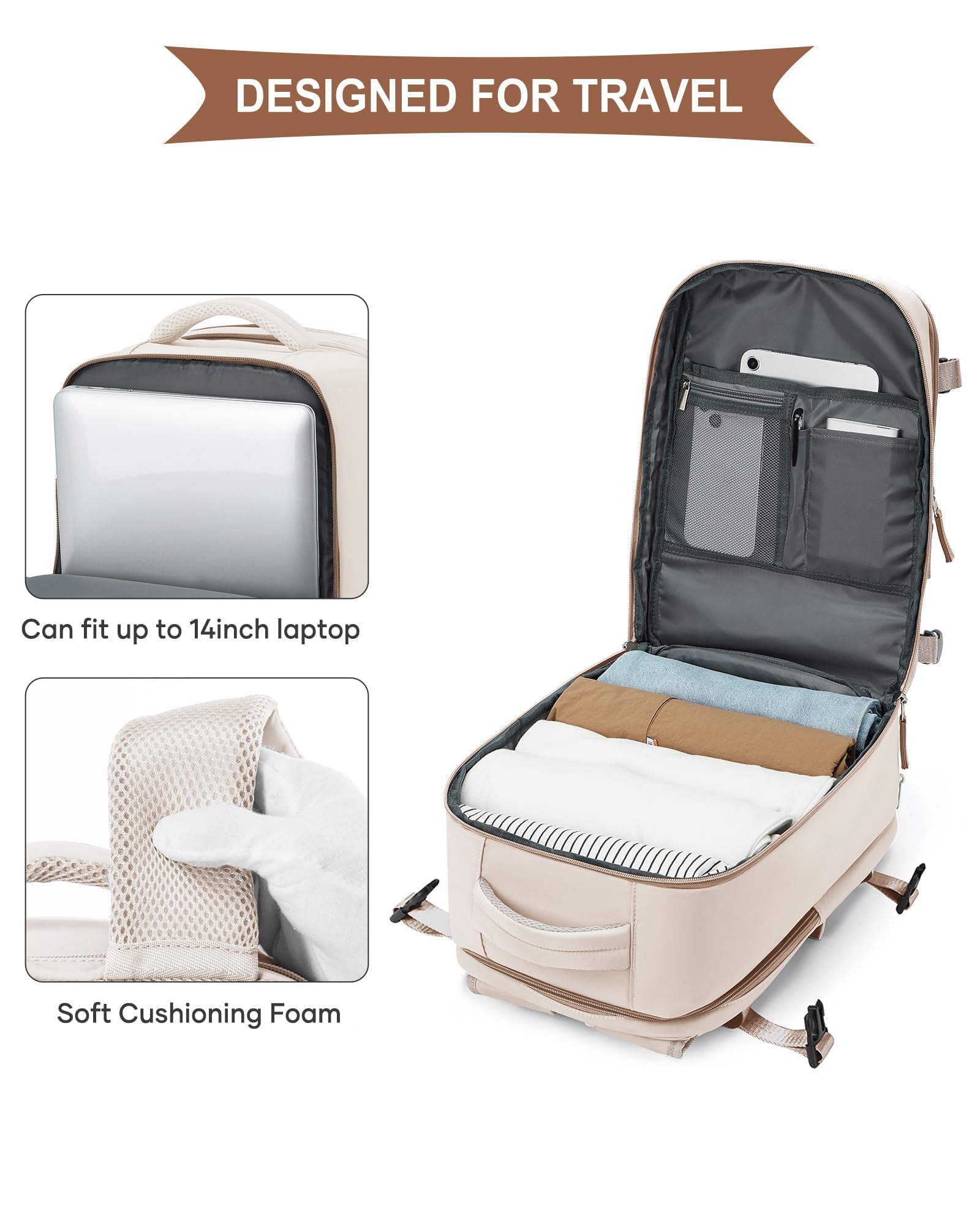 SZLX Zaino Ryanair 40x30x20 Donna Zaino da Viaggio 40x30x20 Wizzair Bagaglio a Mano Uomo per Laptop da 14 Pollici Borse da Cabina Easyjet con Porta Scarpe