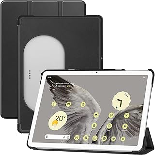 NINKI Compatible Google Pixel Tablet Case Leather,Google Pixel Tablet 2023 Case,Shockproof Hard PC + PU Leather Back Shell Thin Lightweight Cover Protective Stand Case for Pixel Tablet Case 2023 Black