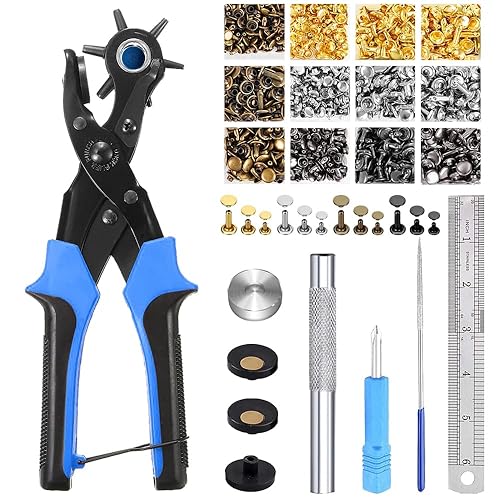 Juego de herramientas para perforar agujeros de cuero, kit perforador de agujeros para cinturón, sillín profesional, collares de perro, correa de