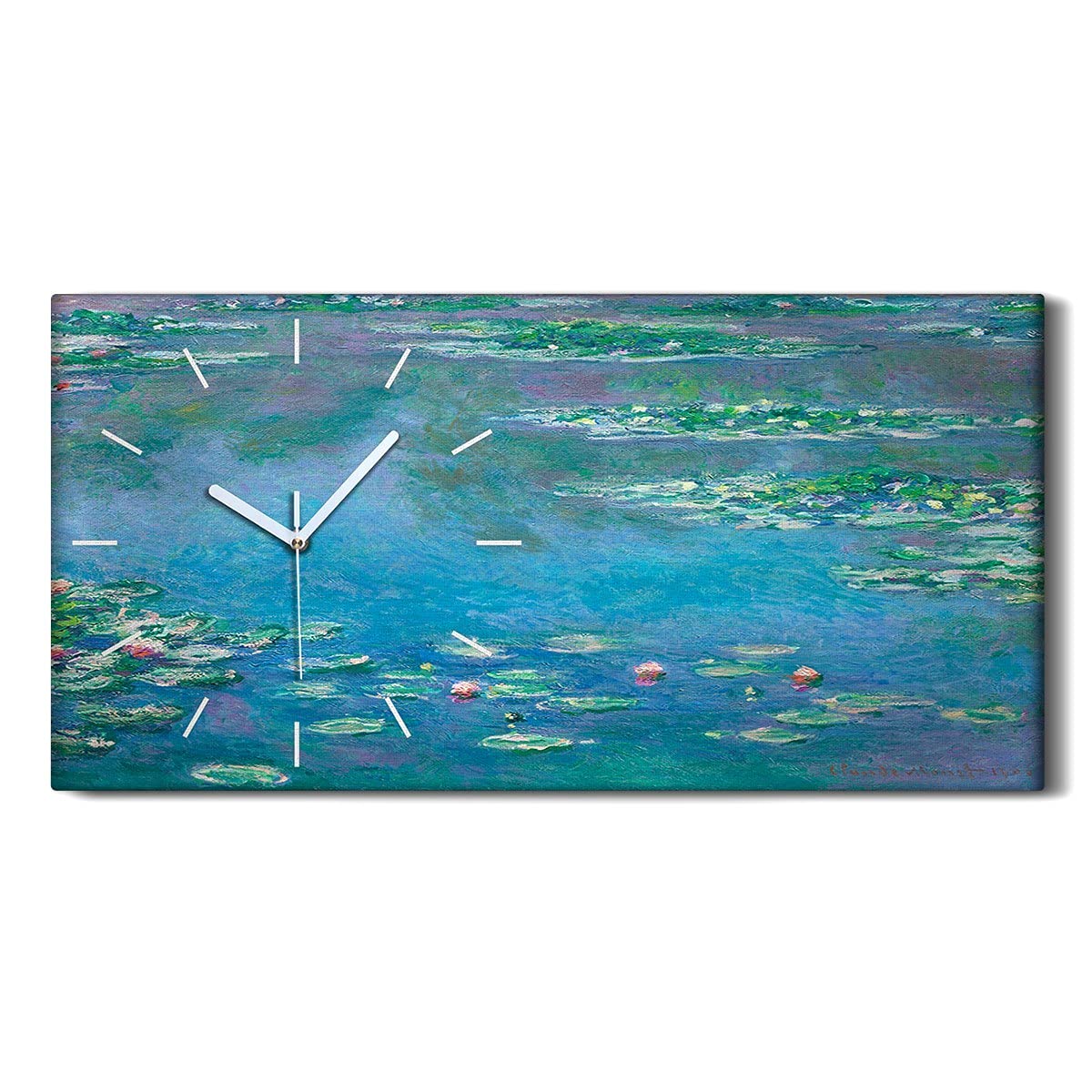 Horloge sur toile silencieuse tableau lis d eau salon 60x30