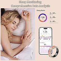 Vista 6 de Anillo inteligente para mujeres y hombres, rastreador de salud y fitness con monitor de frecuencia cardíaca, sueño, oxígeno en sangre, HRV, 128 Oro