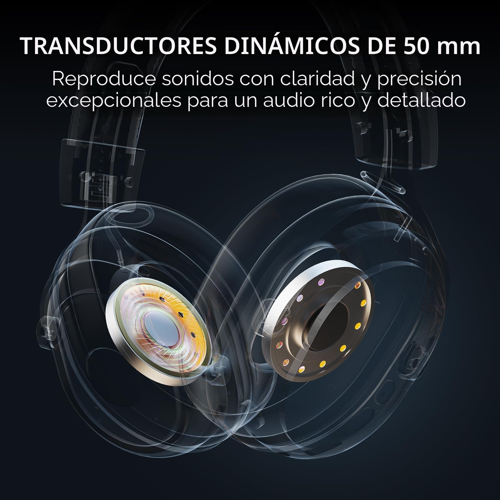 EKSA Cascos Gaming Inalámbricos para PC/Ps5/Ps4, Auriculares Gaming Inalámbricos con 2,4 GHz+BT 5,3 Modo Dual, Sonido Estéreo Cascos con Microfono, Cascos con Luz RGB, Duración 80Hr+