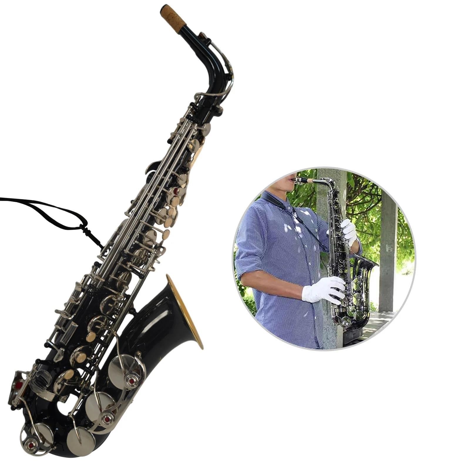 Saxofón Principiante Saxofón Alto En Mi Bemol Con Llaves De Nácar Grabado Bolsa De Transporte Guantes Paño Y Juego De Accesorios Para Instrumentos De Viento Metal