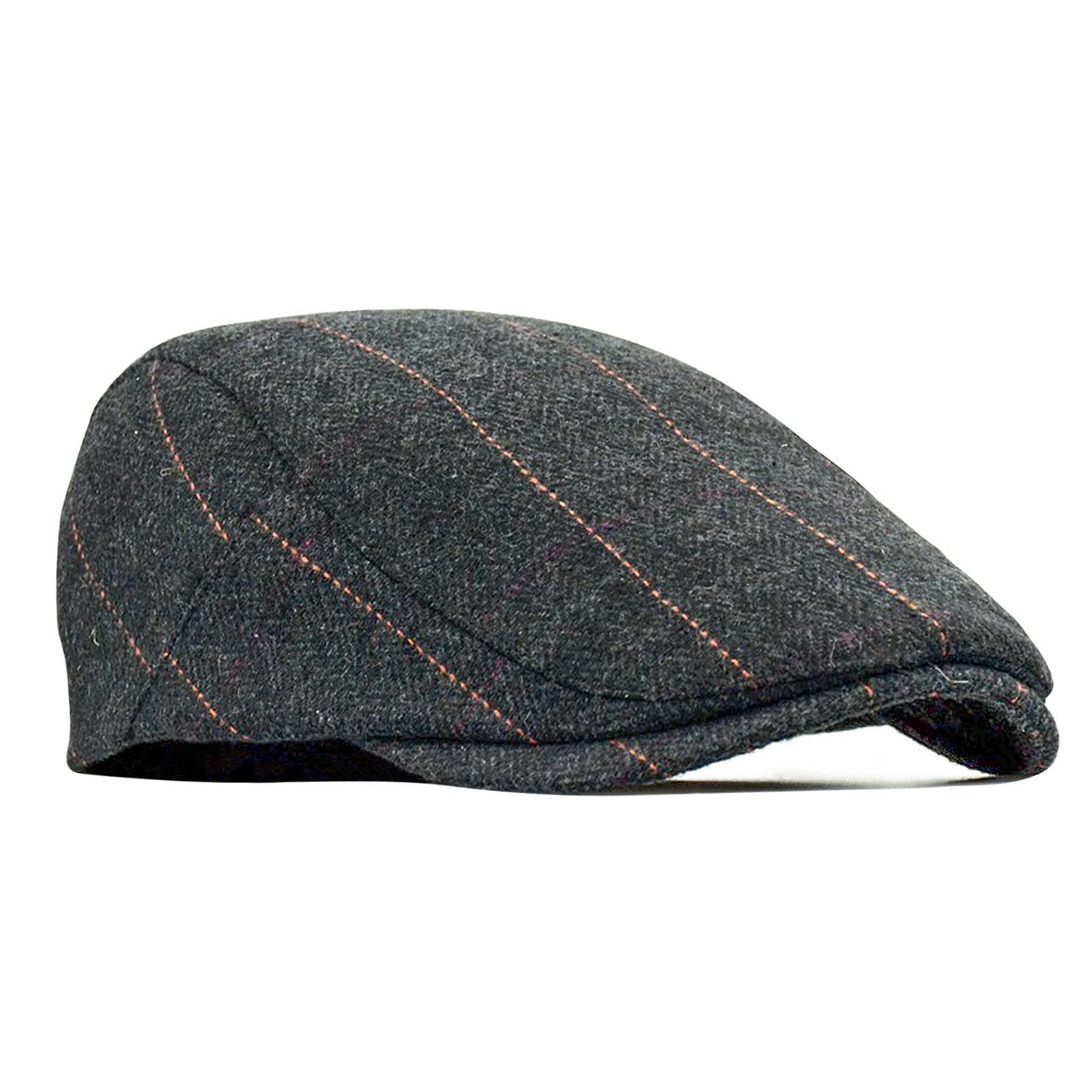 Besbomig Men's Black Tweed Flat Cap Driving Hat Newsboy Cap - Adjustable Fashion Newsboy Irish Beret Hat, Spring Autumn Winter, 55-59Cm