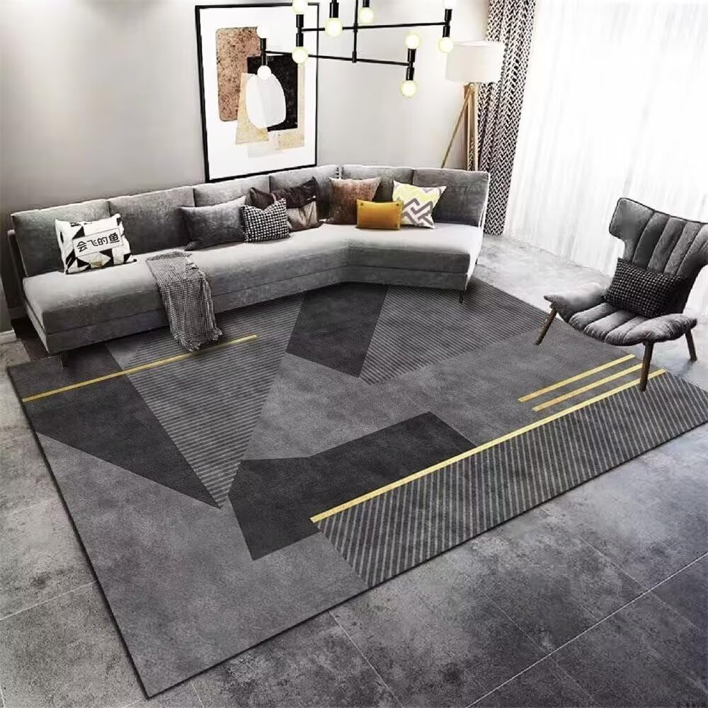 Tapis enfant et adulte pour chambre et coin bureau moderne jaune et gris