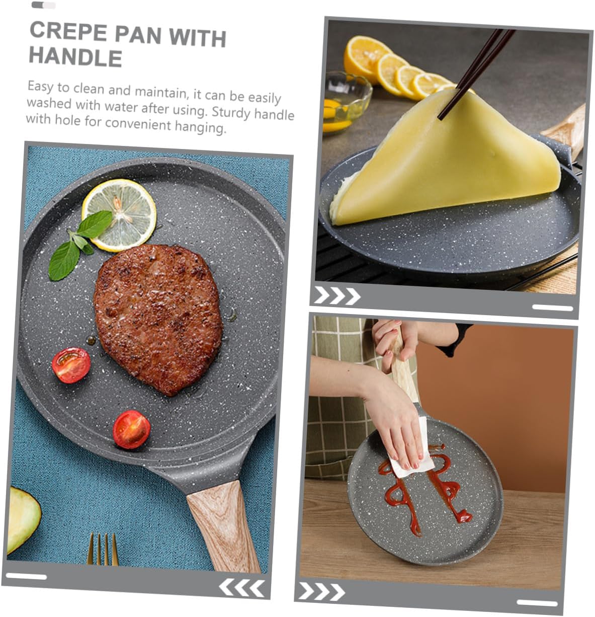24cm Aluminum Alloy Crepe Pan Nonstick Frying Pan Flat Bottom Pancake Griddle Skillet for Home Cooking Breakfast and Baking