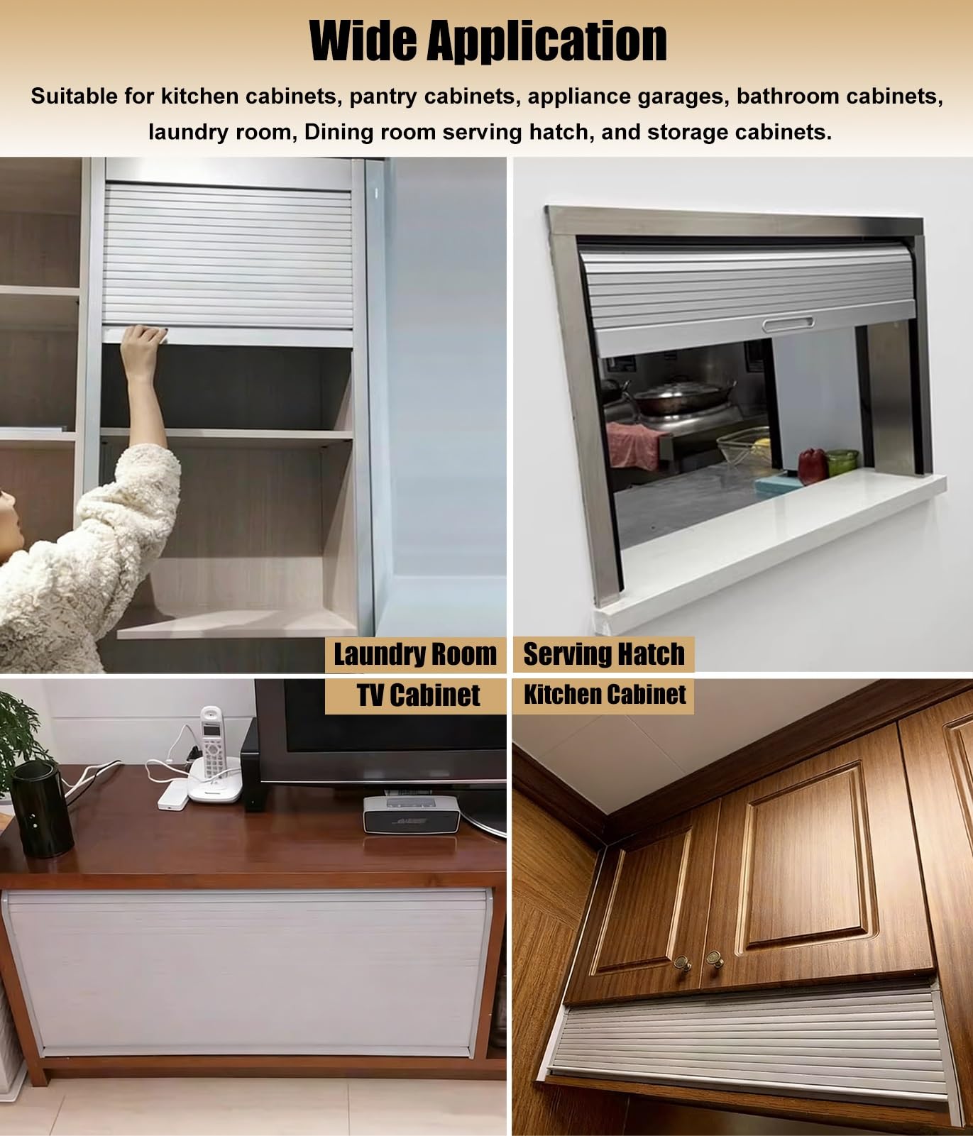 Porta a Soffietto da Interno Porta Scorrevole a Serrandina per Cucina, Bianca, Anta a Battente in Plastica ABS per Mobiletto, Anta Avvolgibile(46x86cm(18x34in))