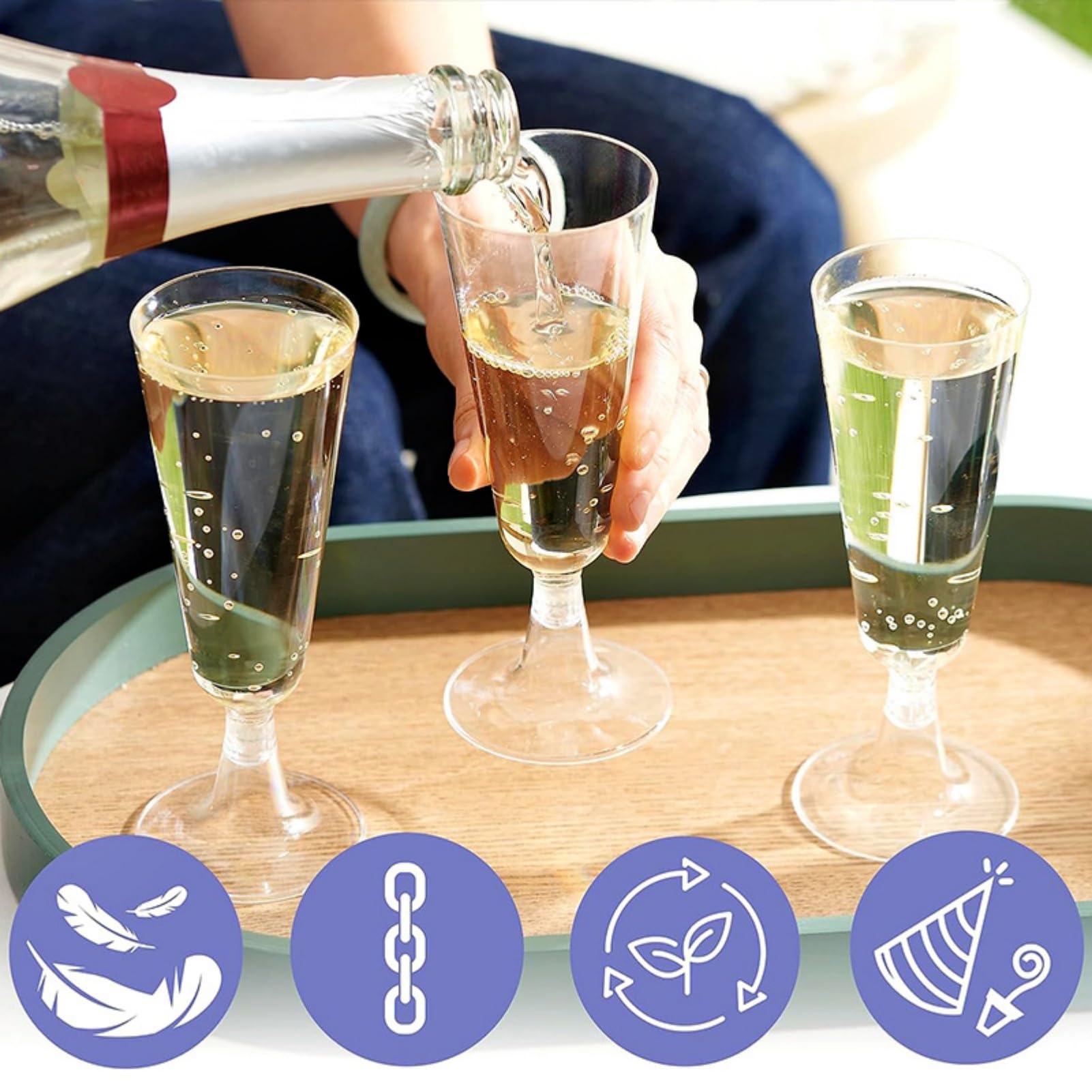 Bicchieri da champagne in plastica, 20 pezzi, 150 ml