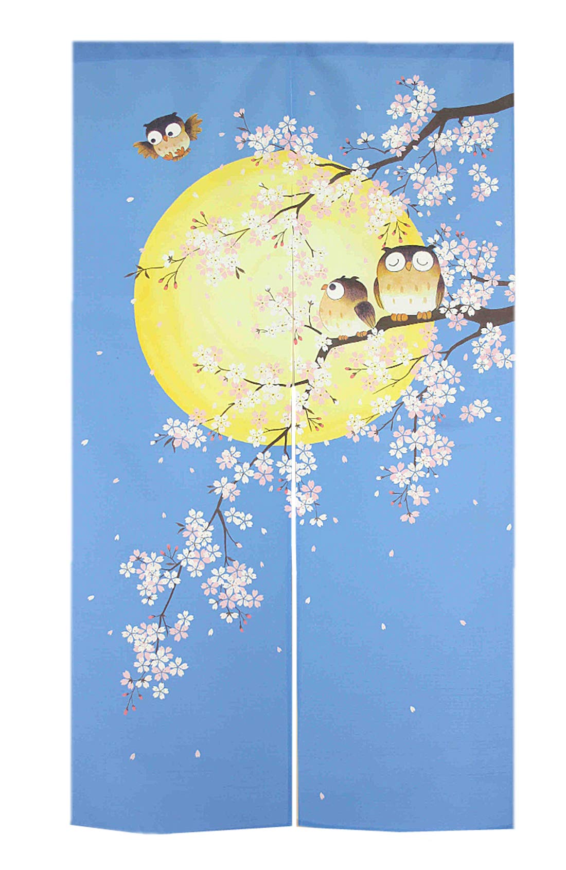 LIGICKY Noren Japoński styl zasłona na drzwi długie zasłony drzwiowe gobelin okienny do dekoracji wnętrz 85 cm x 150 cm (sowy na drzewach)