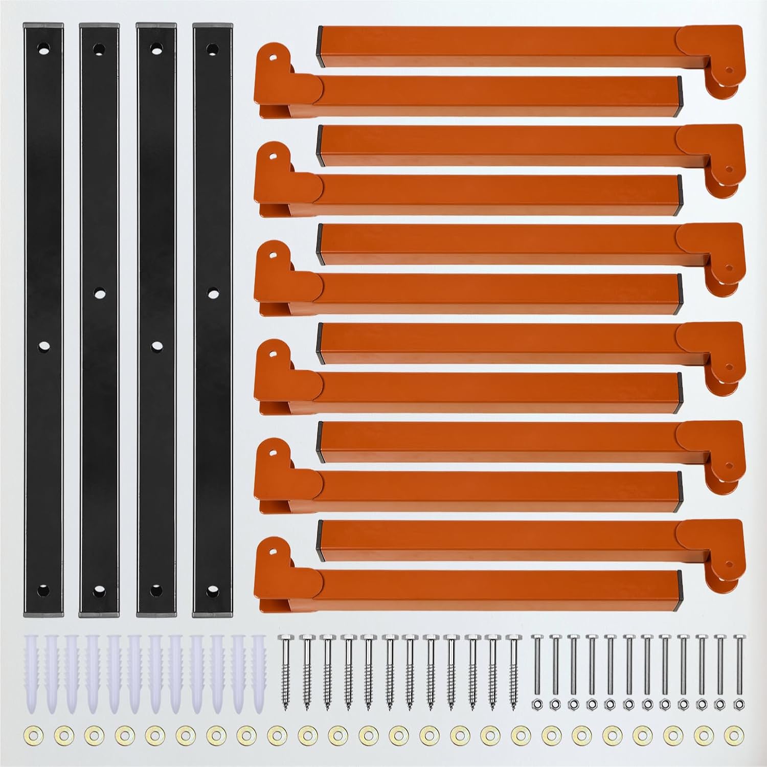Lumber Storage Metal Rack Wall, Heavy Duty 3-Level Wall-Mounted Wood Rack Organizer for Garage Workshop and Shed (4 Pack)