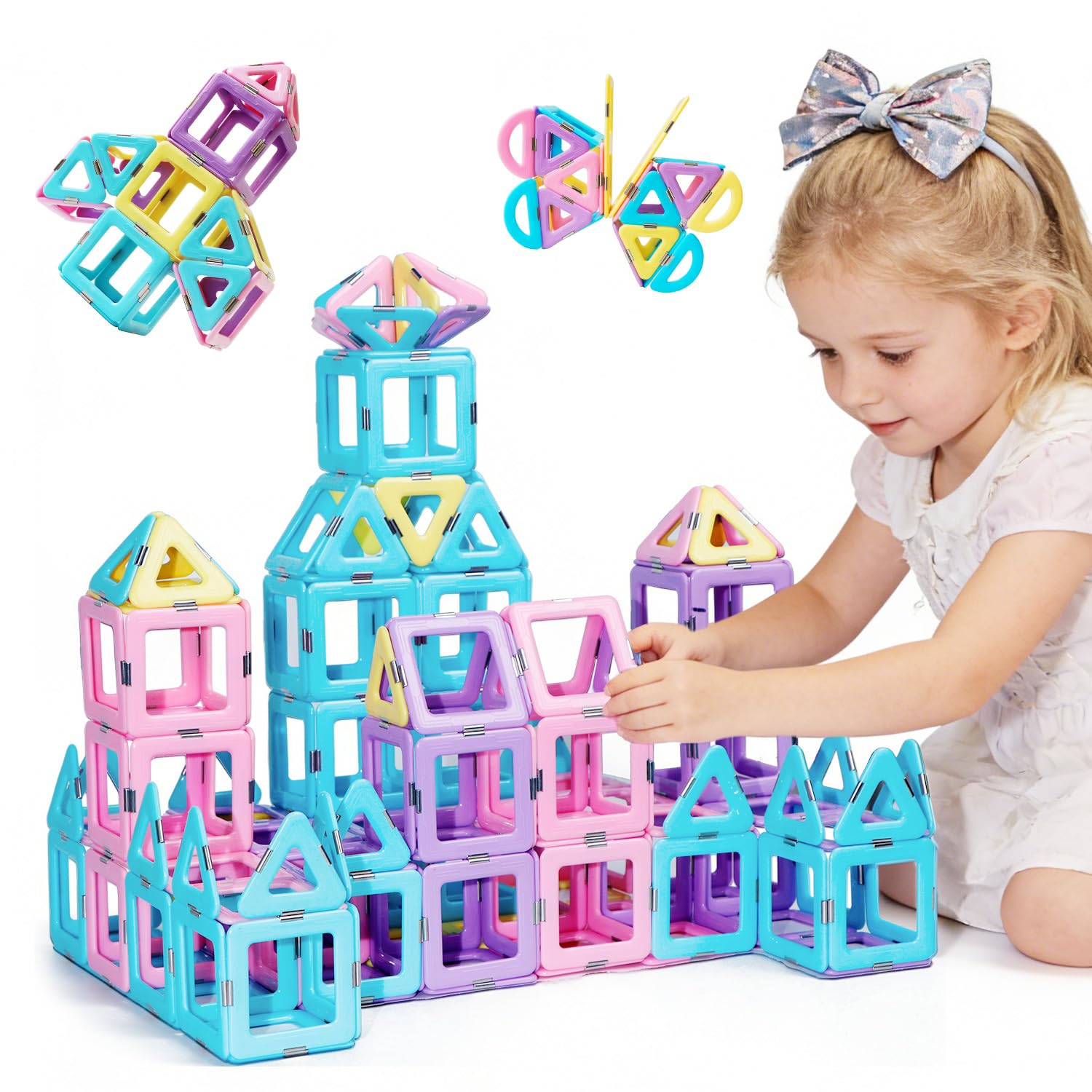 Magblock Magnetico Costruzione Costruzione Giocattoli 52 Pezzi Blocchi Magnetici Gioco Set Per Ragazzi e Ragazze Creatività Apprendimento STEM Giocattoli Magneti Piastrelle Regali per Bambini
