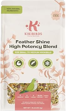 Feather Shine High Potency Blend with Bee Pollen & Freeze-Dried Sprouts - Premium Parrot Food for Molting, Breeding & Growth - Omega Rich | 17.5% Plant Protein | USA-Made