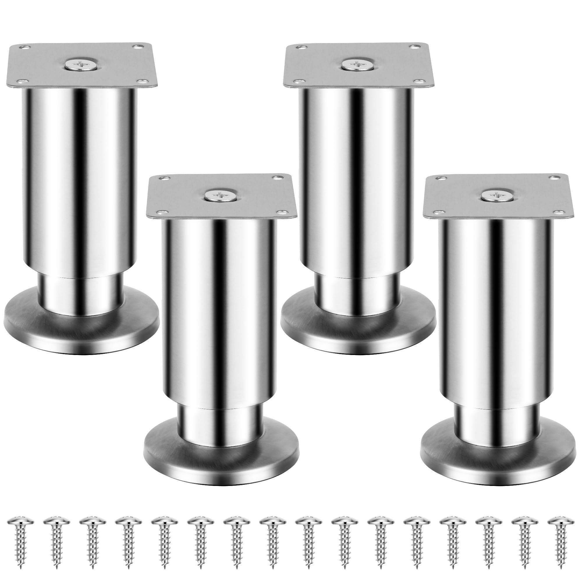Torven 4er-Set Edelstahl Möbelfüße (250kg Traglast), Möbelfüße Verstellbar – Als Schrank Füße, Sofa Füße, Badezimmermöbel-Füße, Bettfüße & Tischfüße, möbelfüße Metall (Schwarz, 10 cm)
