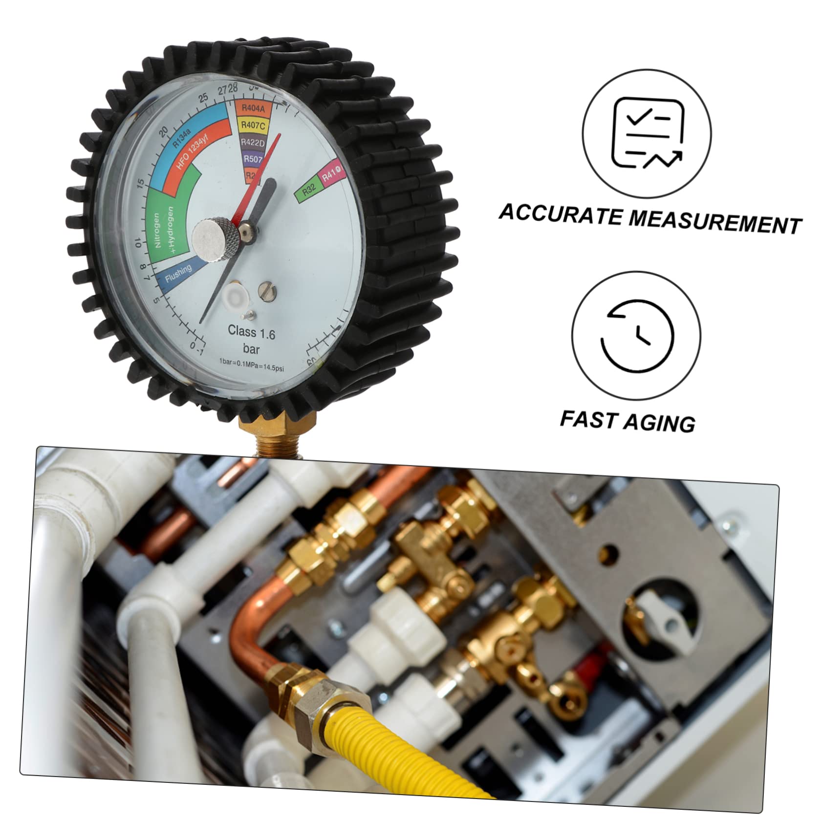 Mikinona Pressure Test Gauge Accurate Refrigeration Test Table for Air Conditioning Durable Design Screen for Easy Reading for Car and Home Use