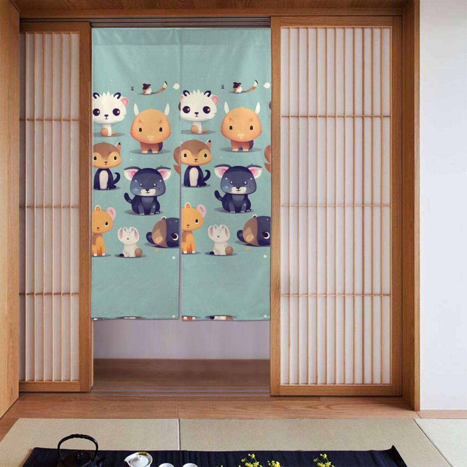 fanruoxian Cute Little Animals Blackout Door Curtains, Room Divider Curtains,# Kitchen Curtains, 34 X 56 Inches, 2 Piece Door Curtains