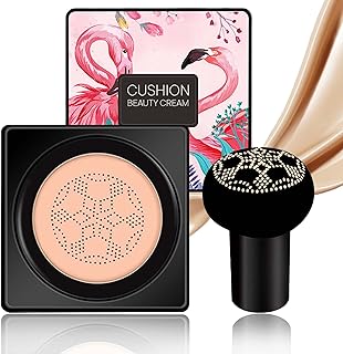 Air Cushion CC Cream Mushroom Head Foundation,Brightens and Lasts CC Cream Foundation,Matte Concealer Long Lasting Moisturizing BB Cream with Makeup Sponge for Women,Evens Skin Tone (Natural)