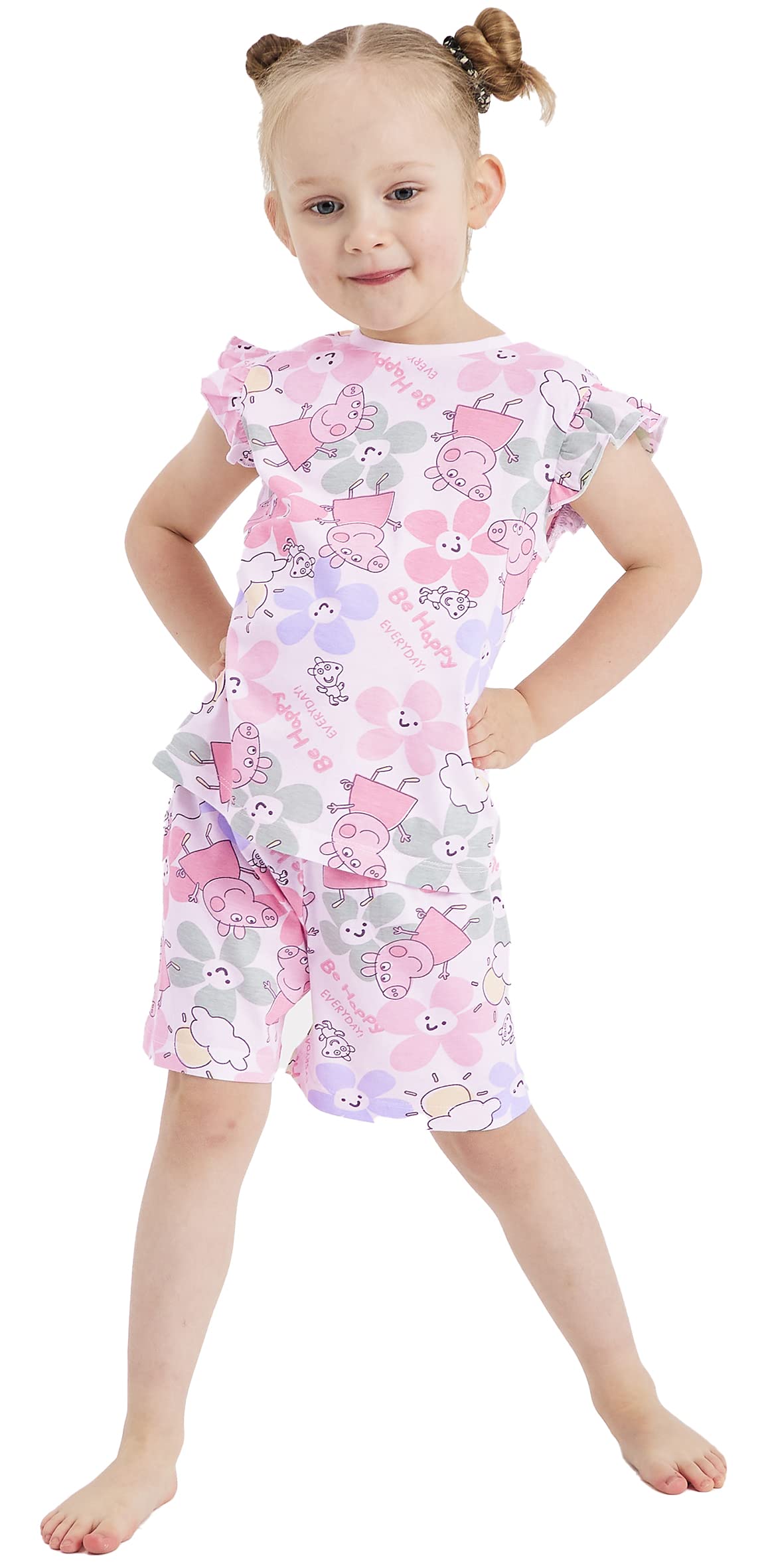 Girls Short Peppa Pig Pyjamas Nightwear (Peppa Pig - Shorty Flowery, 18-24 Months)