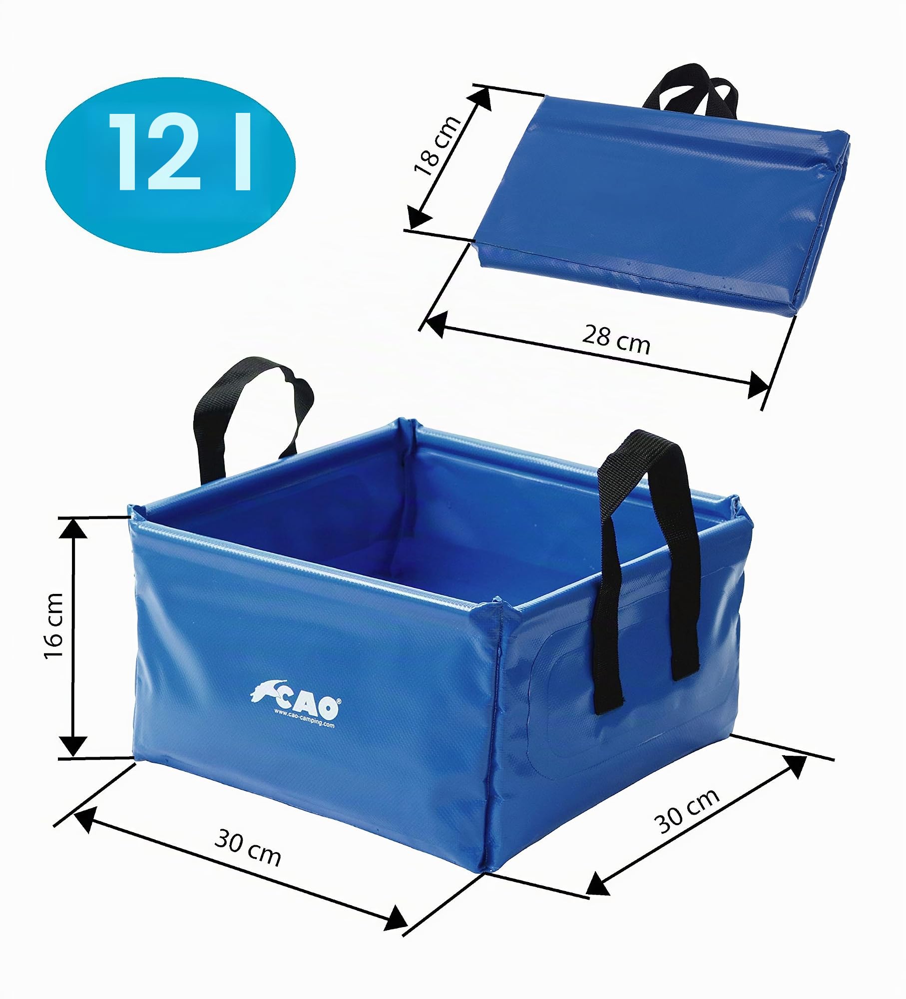 Cao - Bacinella Quadrata da Campeggio, 12 L, Colore: Blu
