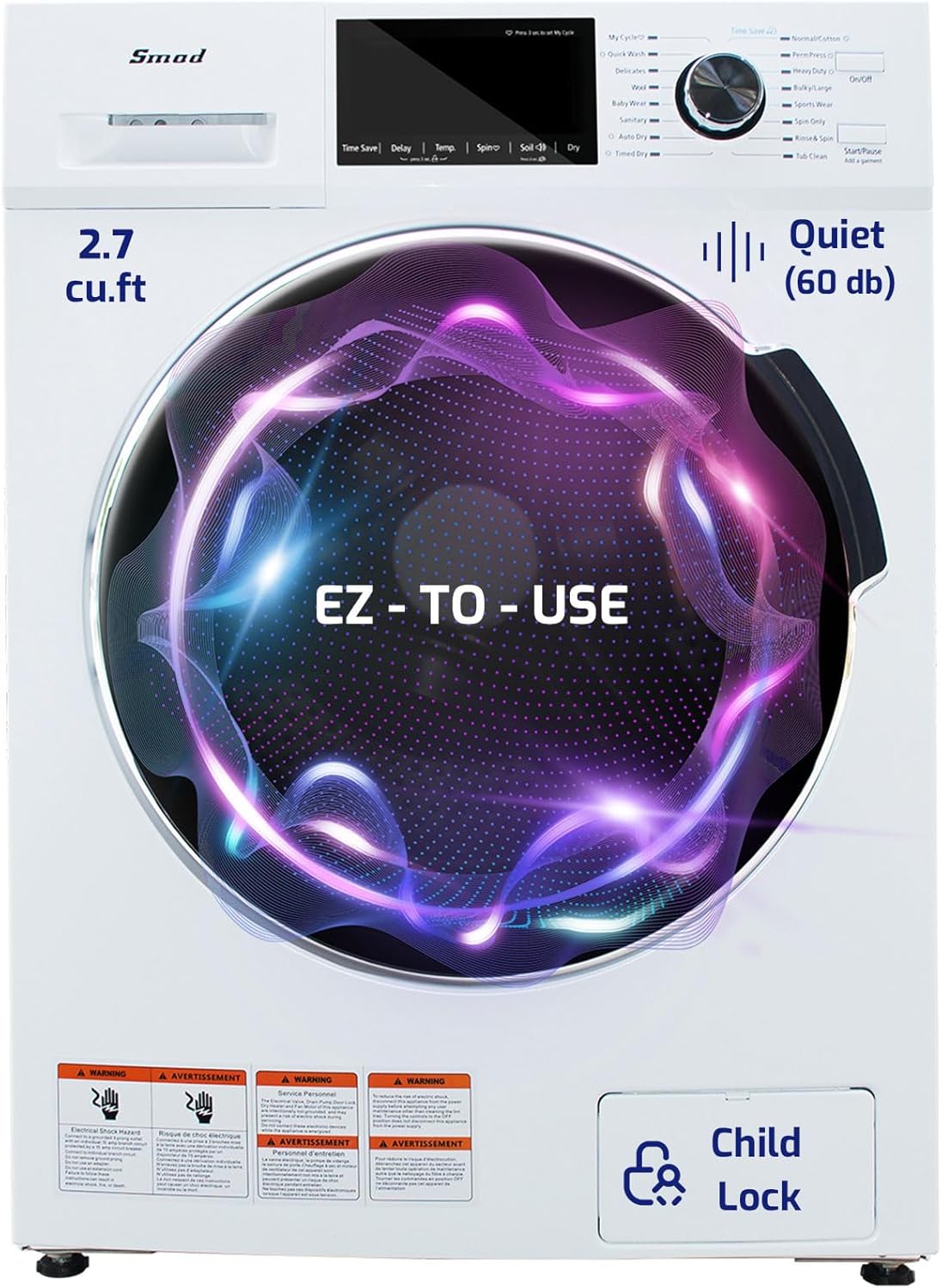 26 lbs Washer and Dryer Combo 24", 2.7 Cu. Ft. All In One Washer and Dryer Ventless with LED Display & 16 Cycles