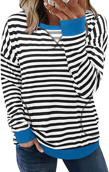 ONLYSHE Womens Crewneck Sweatshirt Casual Loose Fitting Tops Long Sleeve T Shirt